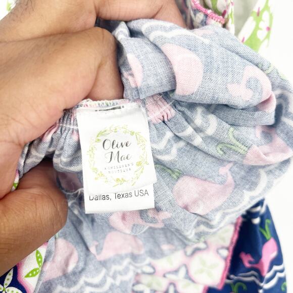 Olive Mae Toddler Girls Whale Gingham Mixed Print Tiered Halter Dress Size 2T - Picture 4 of 9